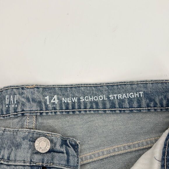 NWT Gap‎ New School Straight Distressed Raw Hem Jeans Girls 14 Plus - Picture 6 of 11